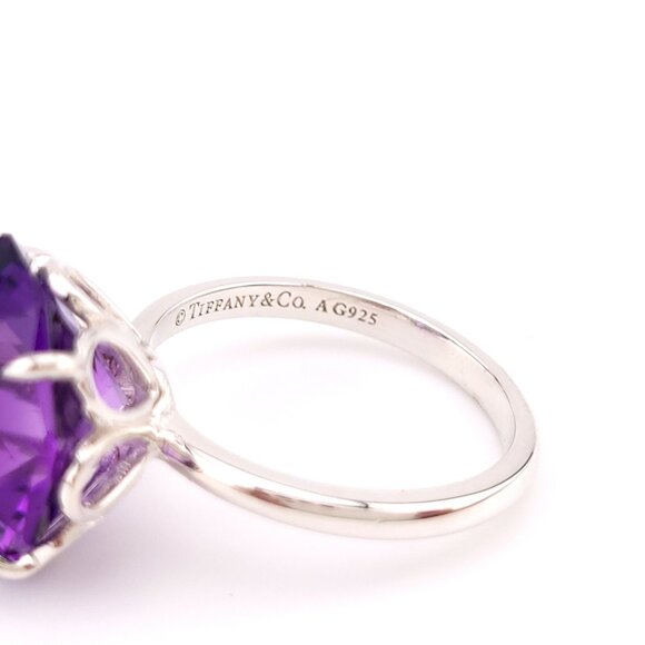 Tiffany & Co. Sterling Silver Purple Amethyst Sparklers Cocktail Flower Ring 6 - Picture 5 of 8